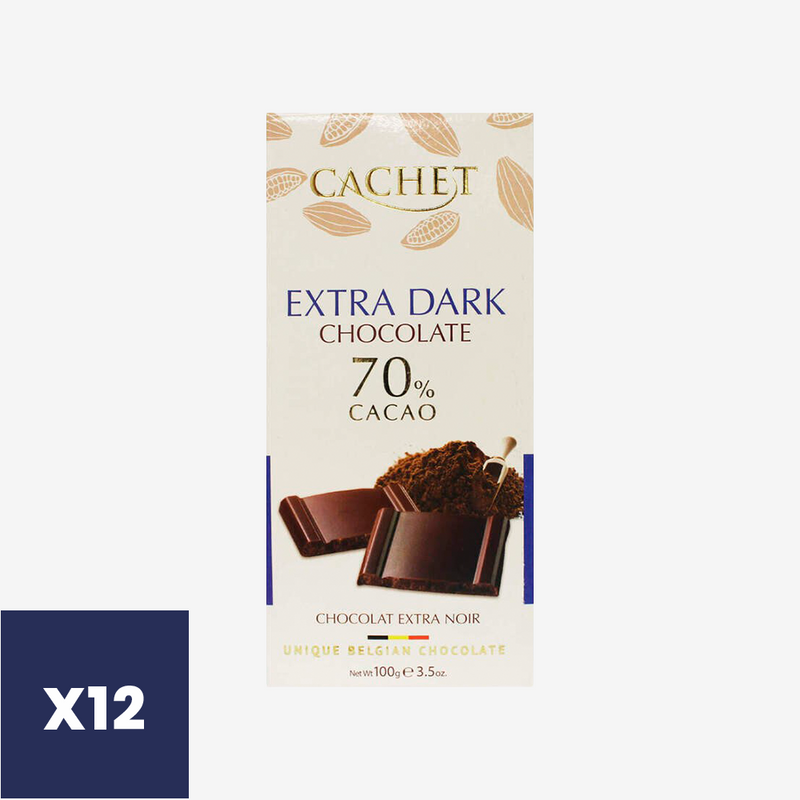 Barra Chocolate Extra Negro 70 Cachet 12 x 100 g