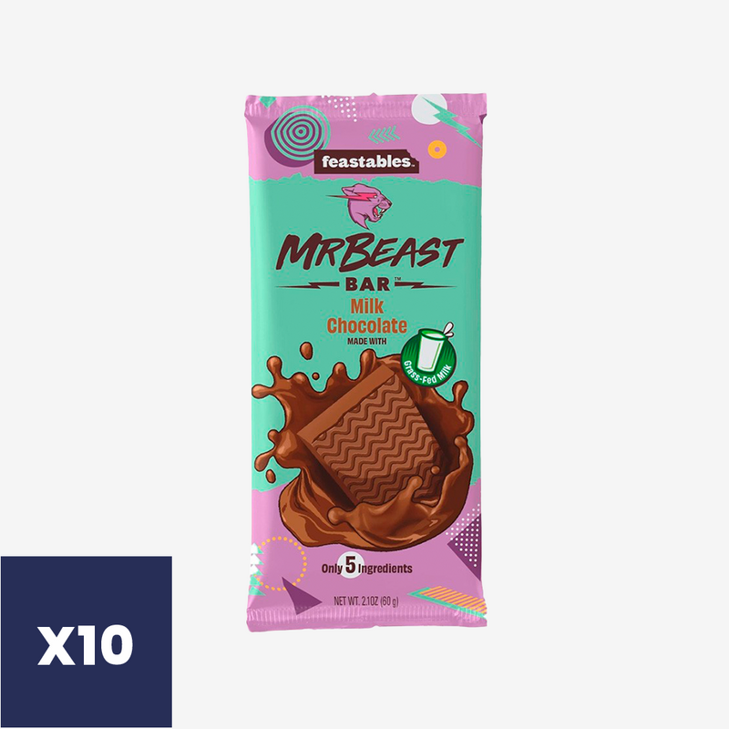 Barritas Mr. Beast Chocolate Leche Feastables 10 un x 60 g