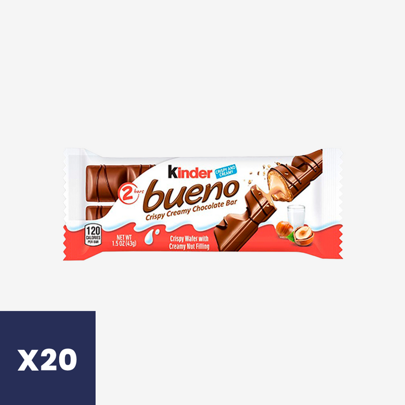 Barritas de Chocolate Bueno Kinder 20 un x 43 g