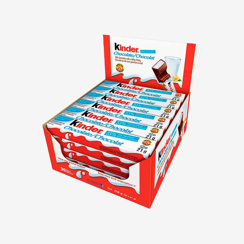 Barritas de Chocolate con Leche Kinder 36 un x 21 g