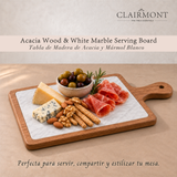 Tabla de Madera de Acacia y Mármol Blanco Clairmont 1 un