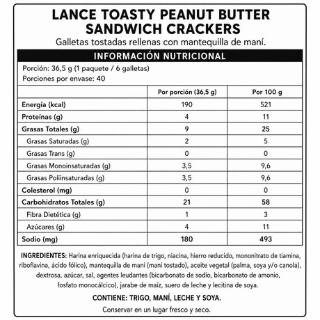 Galletas Tostadas Mantequilla de Man’ Lance 40 un x 36 g