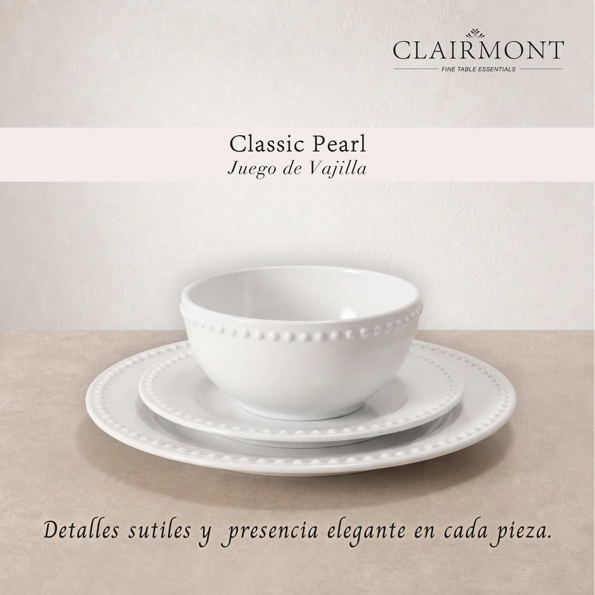 Set Vajilla 12 Piezas Perla Clairmont 1 un
