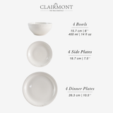 Set Vajilla 12 Piezas Perla Clairmont 1 un