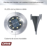 Set 4 Luces Solares Piso Estaca 8 Leds Oris 1 un