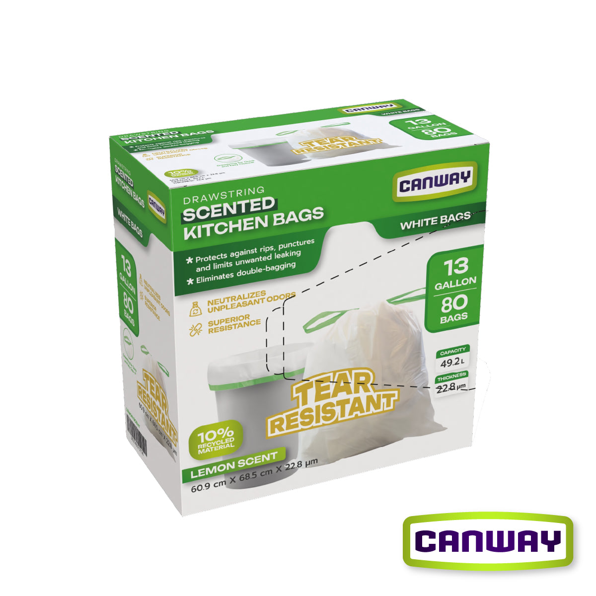 Bolsas Basura Cocina Aromatizadas 61 x 68 cm Canway 80 un