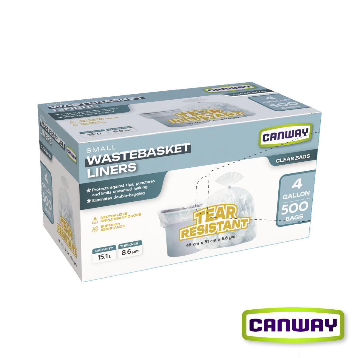 Bolsas Basura Papelero 46 x 51 cm Canway 500 un