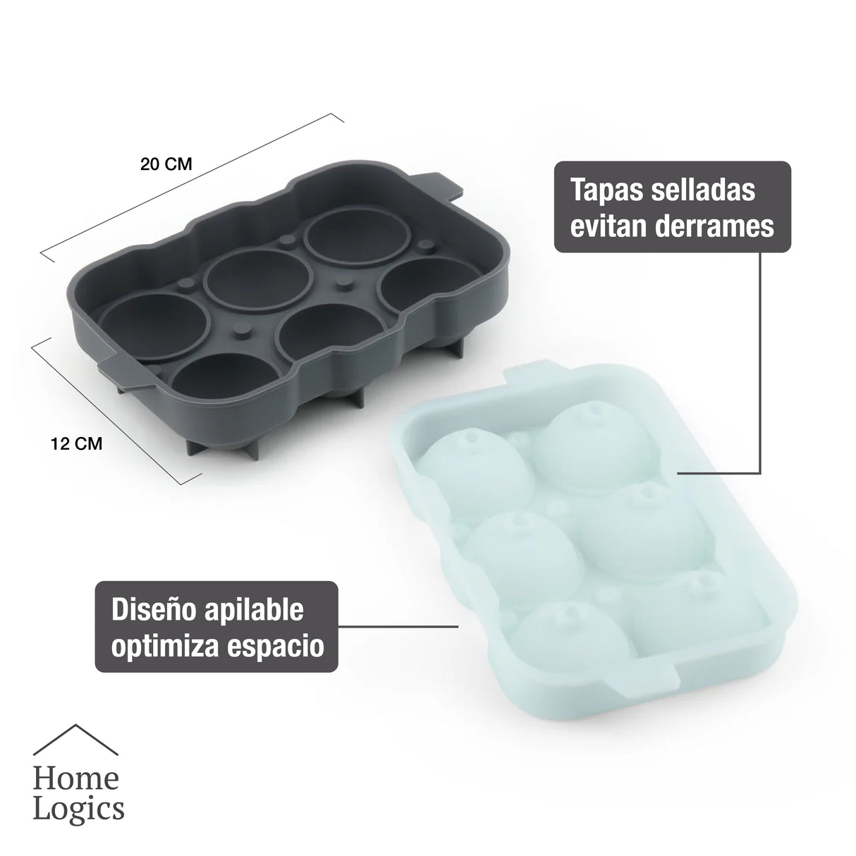 Molde 6 Esferas Hielo Silicona Home Logics 1 un