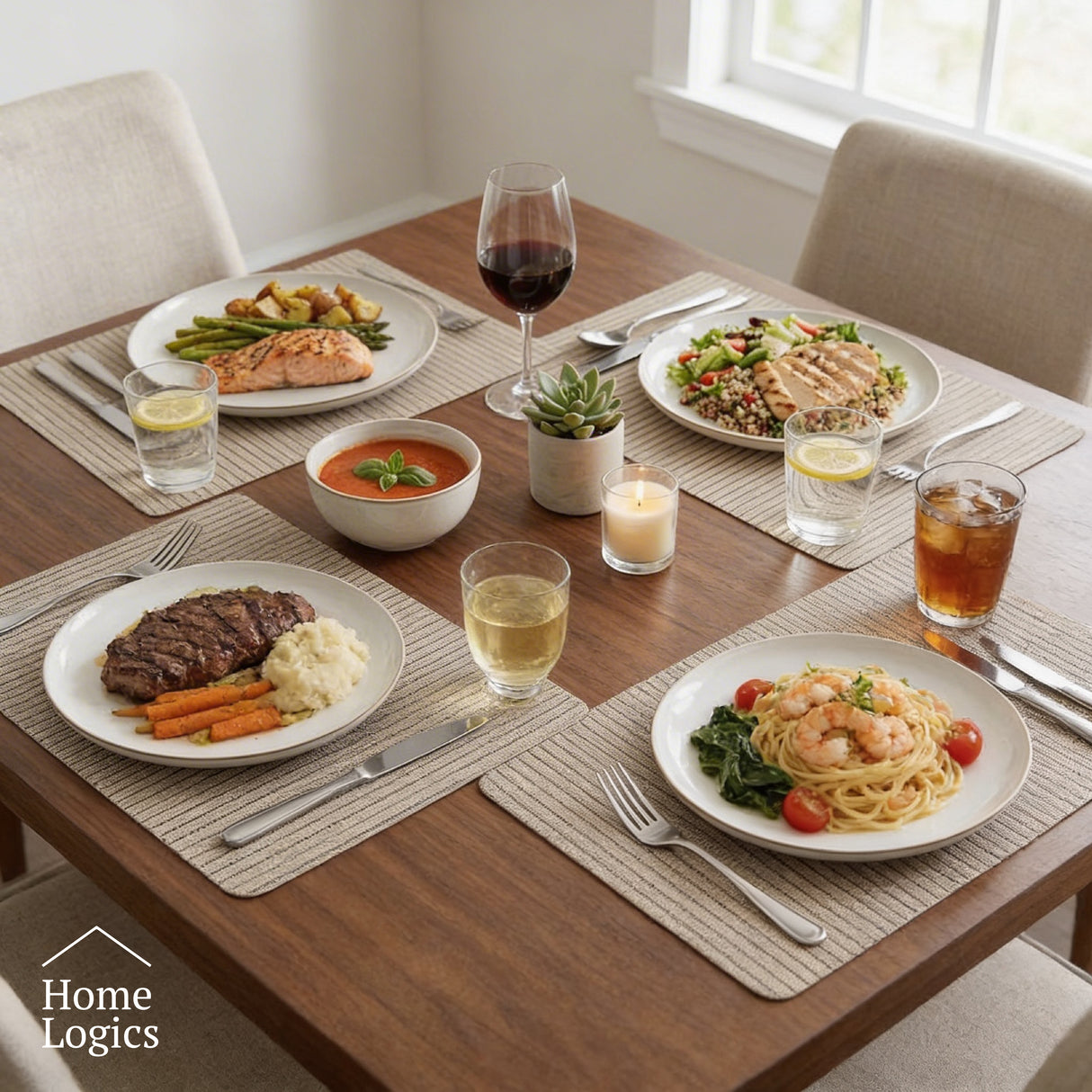 Set 4 Individuales Minimal Collection Beige Home Logics