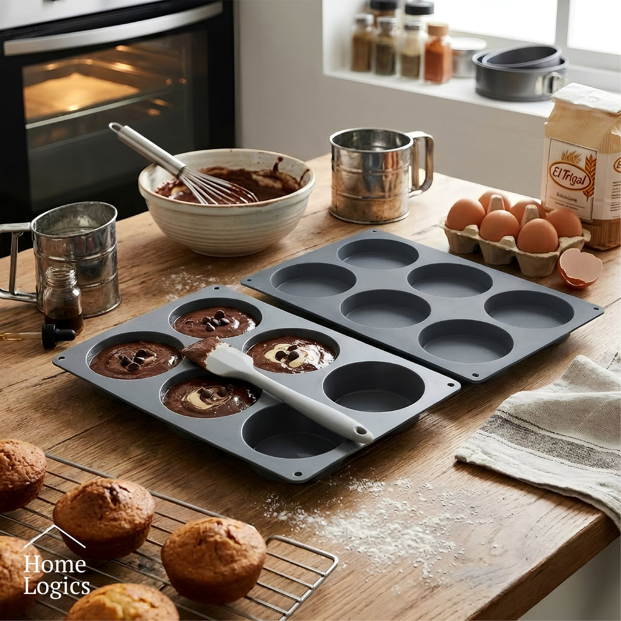 Set 2 Moldes de Silicona para Muffin Bajos Home Logics 1 un