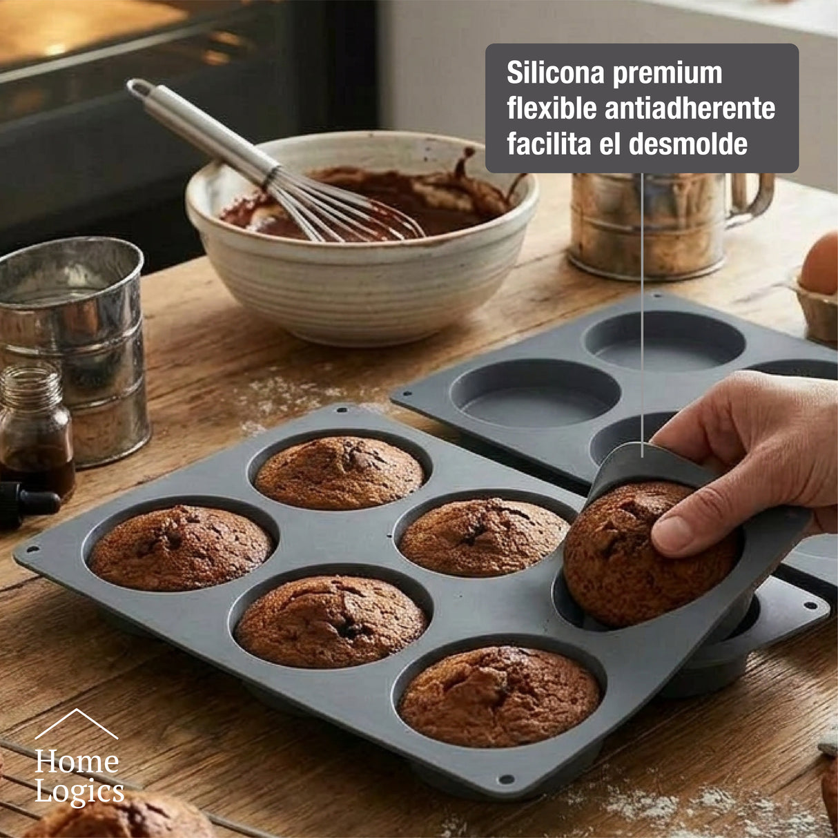 Set 2 Moldes de Silicona para Muffin Bajos Home Logics 1 un