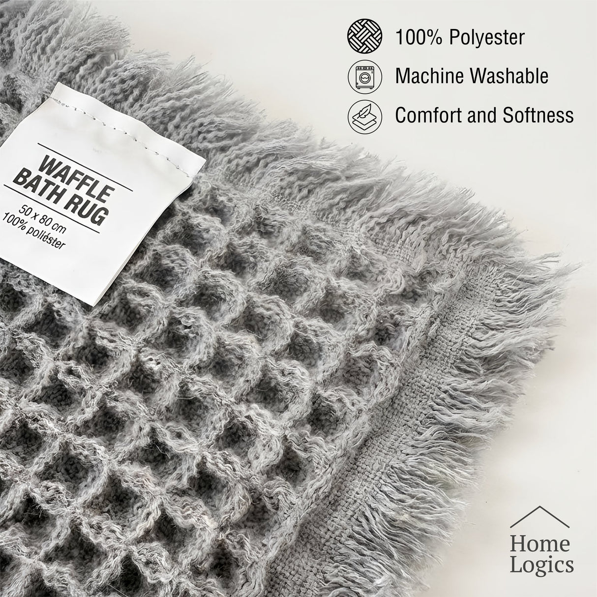 Mat de Baño Waffle Grey 50x80cm Home Logics 1 un