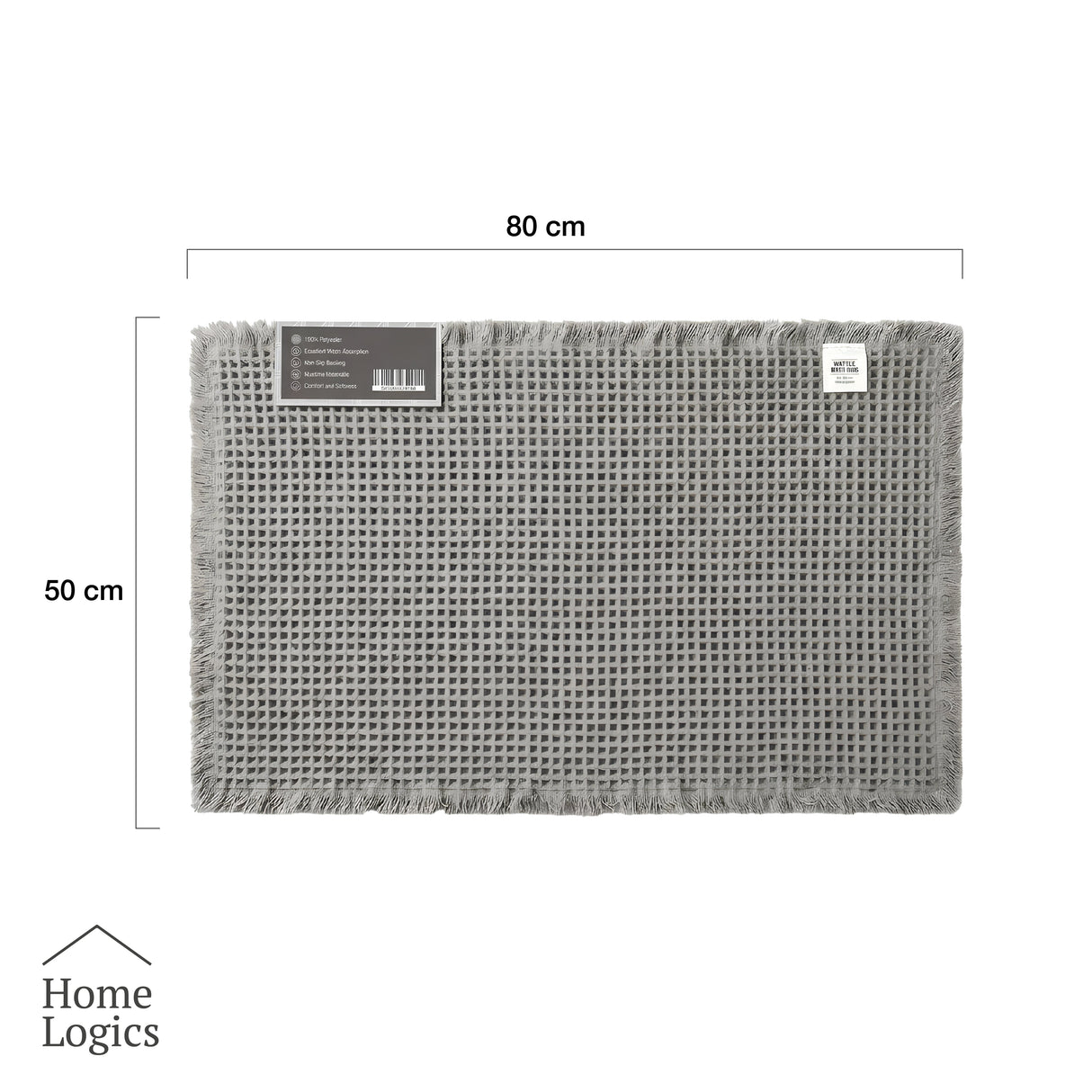 Mat de Baño Waffle Grey 50x80cm Home Logics 1 un