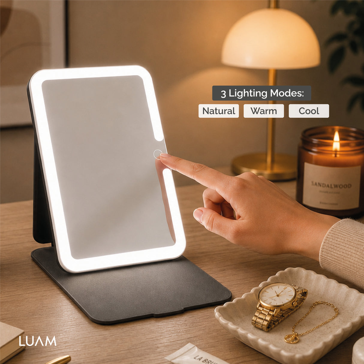 Espejo de Maquillaje con Luz LED Tipo Tablet Luam 1 un