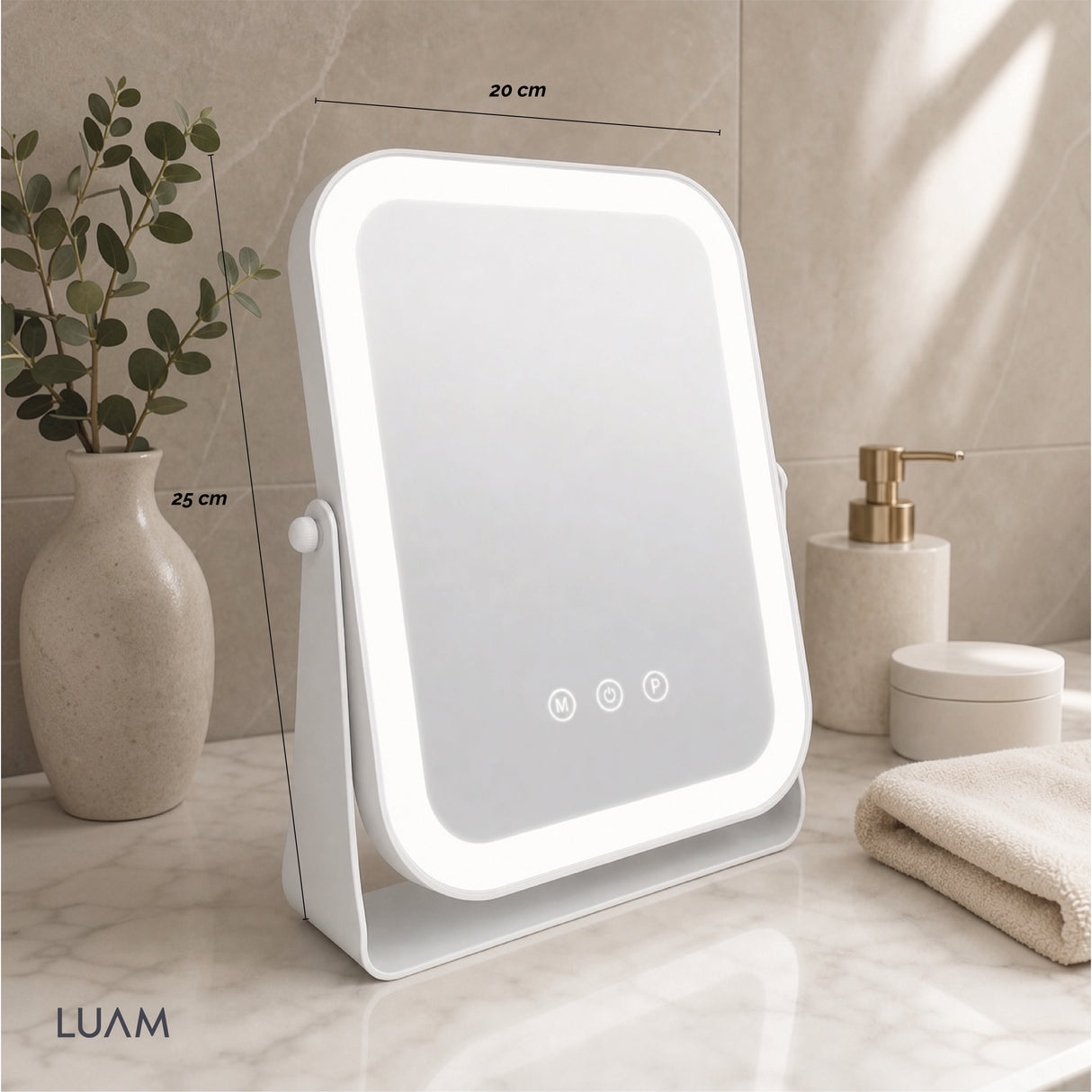 Espejo de Maquillaje con Luz LED 20 x 25 Luam 1 un