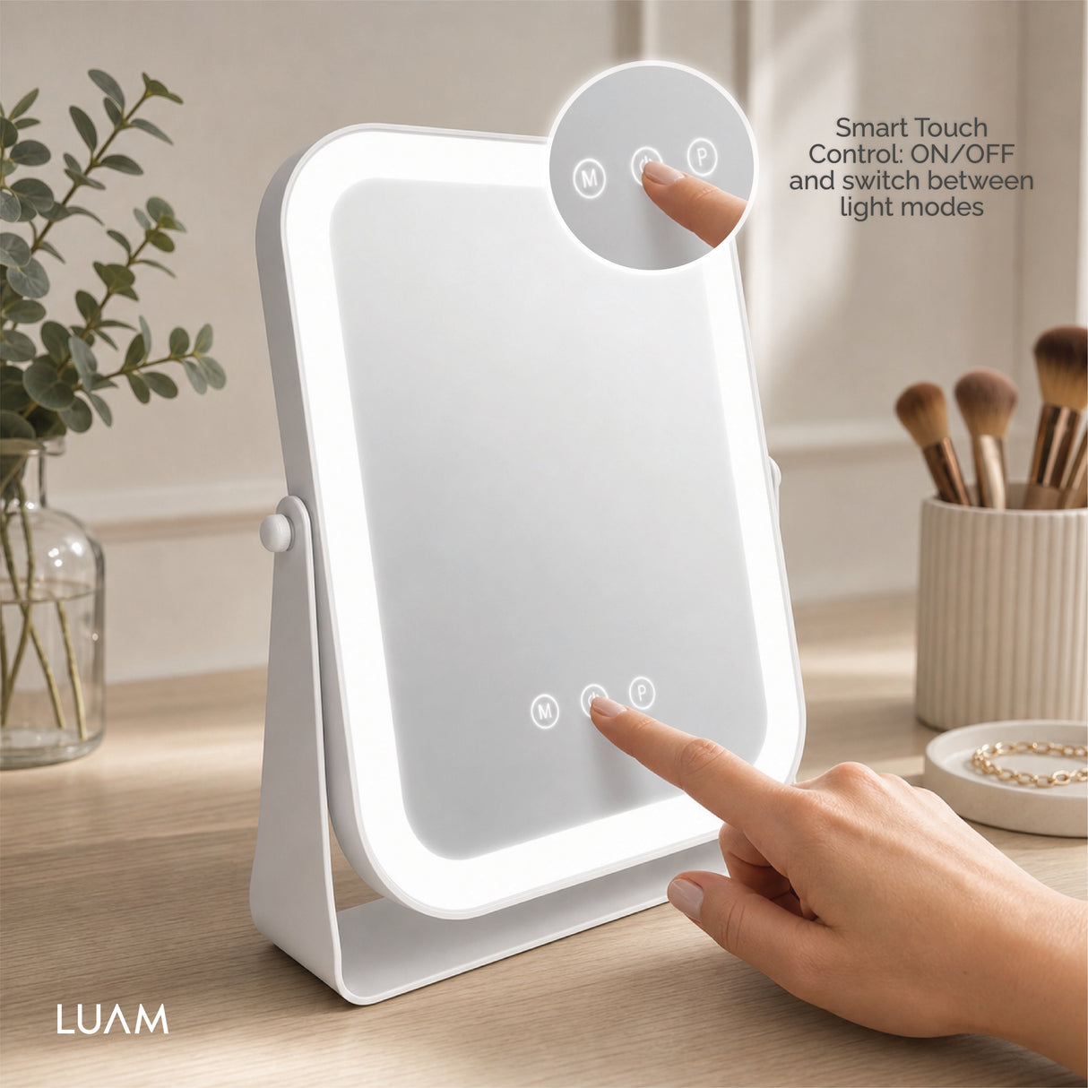 Espejo de Maquillaje con Luz LED 20 x 25 Luam 1 un