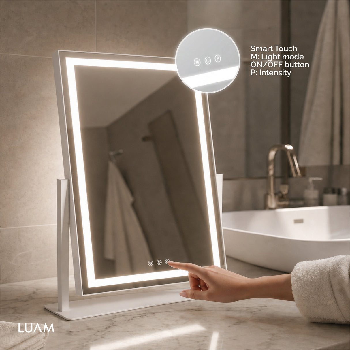 Espejo de Maquillaje con Luz LED 46 x 54,7 cm Luam 1 un