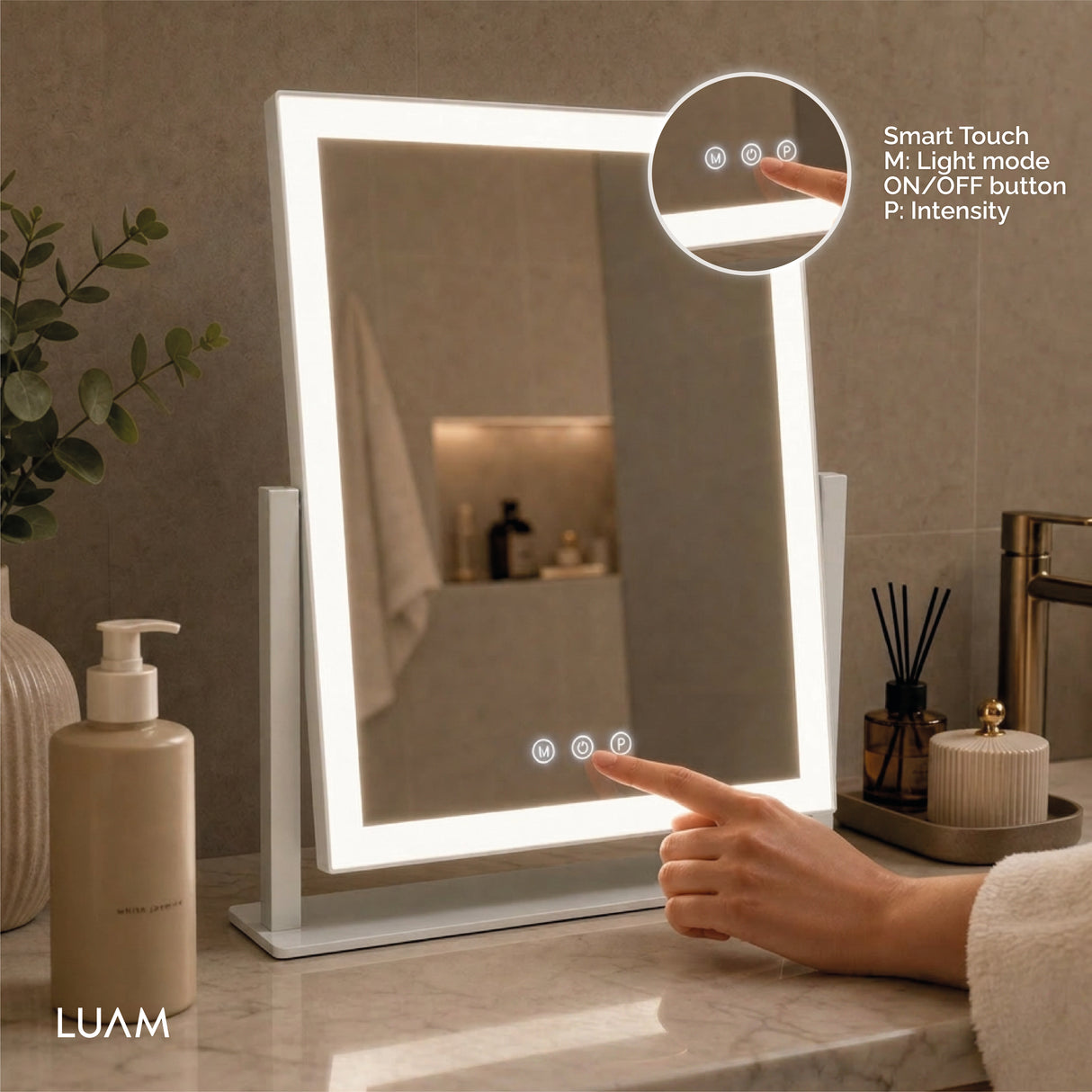 Espejo de Maquillaje con Luz LED 35,7 x 43,8 cm Luam 1 un