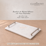 Bandeja de Mármol Blanco con Asas Plateadas Clairmont 1 un