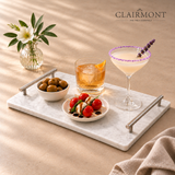 Bandeja de Mármol Blanco con Asas Plateadas Clairmont 1 un