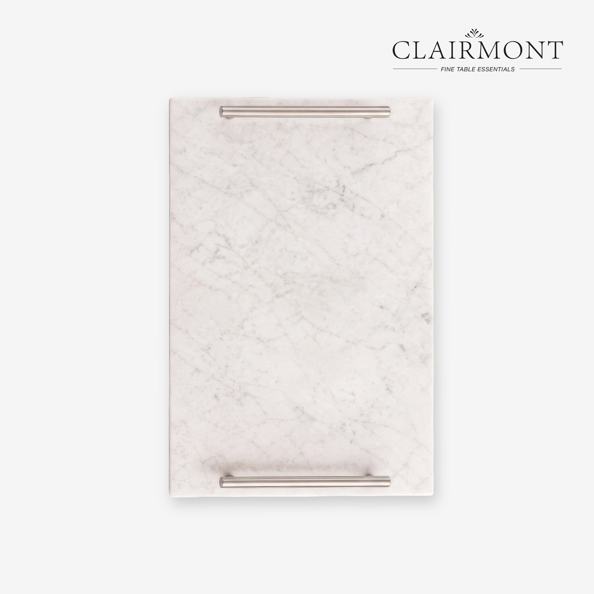 Bandeja de Mármol Blanco con Asas Plateadas Clairmont 1 un
