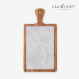 Tabla de Madera de Acacia y Mármol Blanco Clairmont 1 un