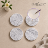 Set 4 Posavasos Premium de Mármol Blanco Clairmont 1 un