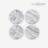 Set 4 Posavasos Premium de Mármol Blanco Clairmont 1 un