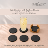 Set 6 Posavasos de Pizarra con Base Organizadora de Bambú Clairmont 1 un
