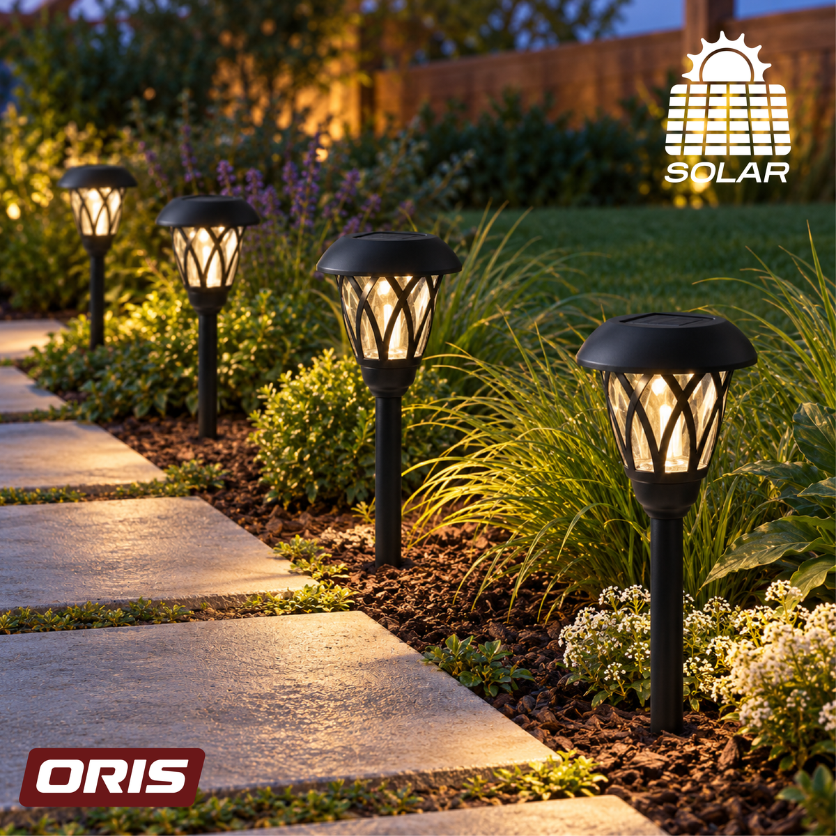 Set 4 Luces Solares Estaca Jardín 8 Lúmenes 1 un