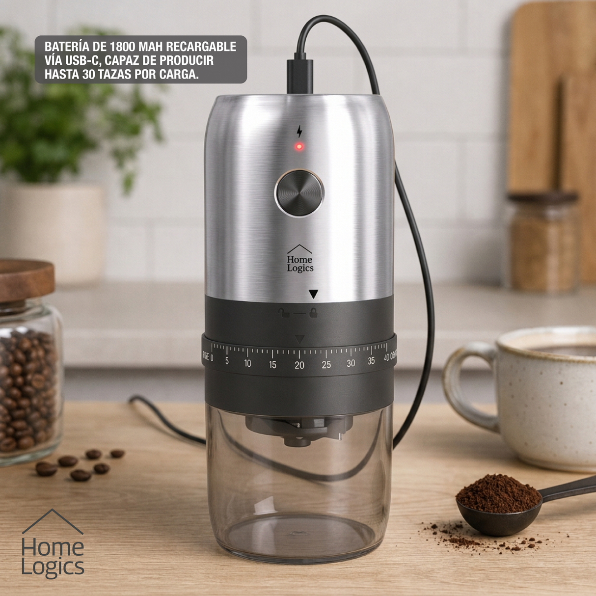 Moledor Eléctrico de Café Ajustable Home Logics 1 un