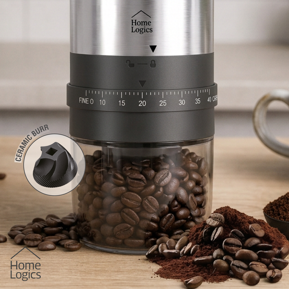 Moledor Eléctrico de Café Ajustable Home Logics 1 un