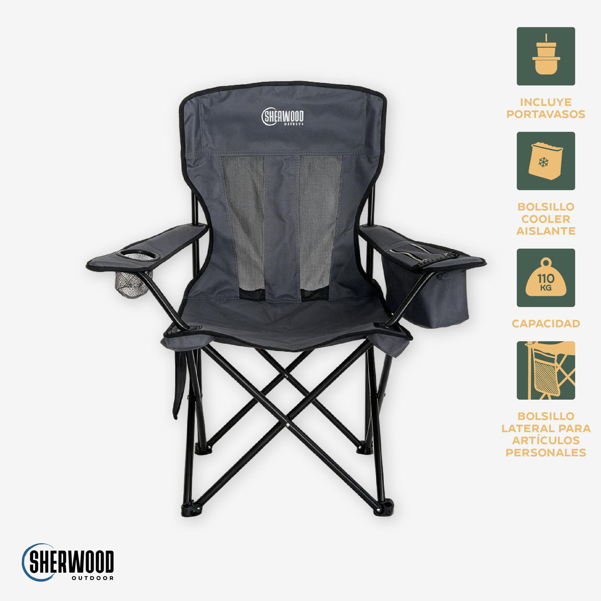 Silla De Camping Pro Gray Sherwood 1 un