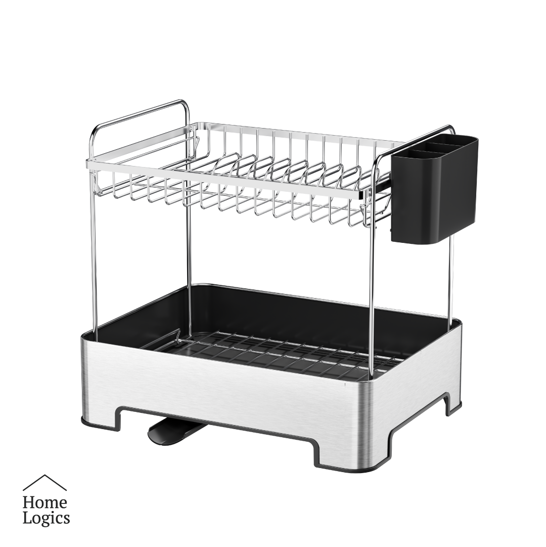 Secador de Platos de Acero Inoxidable de 2 Niveles Home Logics 1 un