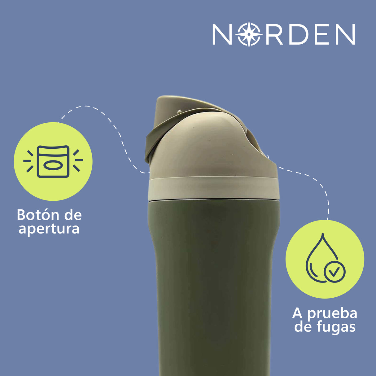 Botella Acero Inoxidable Green 600 ml Norden 1 un