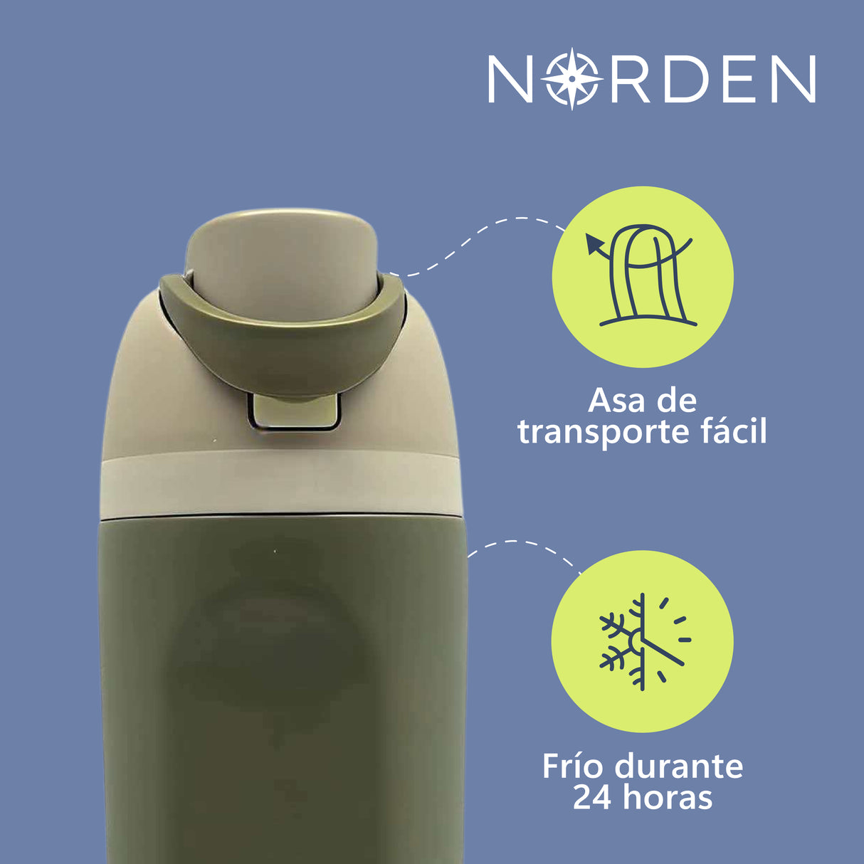 Botella Acero Inoxidable Green 600 ml Norden 1 un