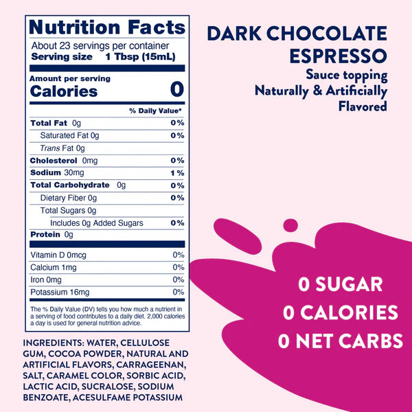 Salsa Espresso Chocolate Negro sin Azúcar Skinny Mixes 354 ml