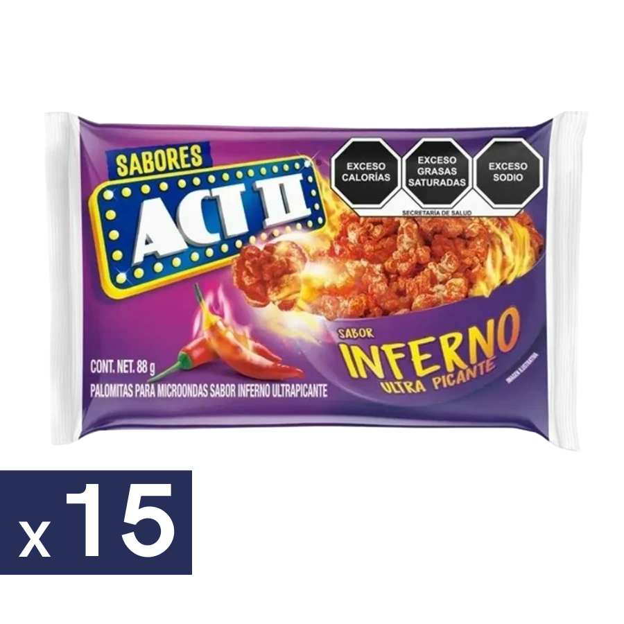 Cabritas para Microondas Inferno ACT II Pack de 15 x 88 g