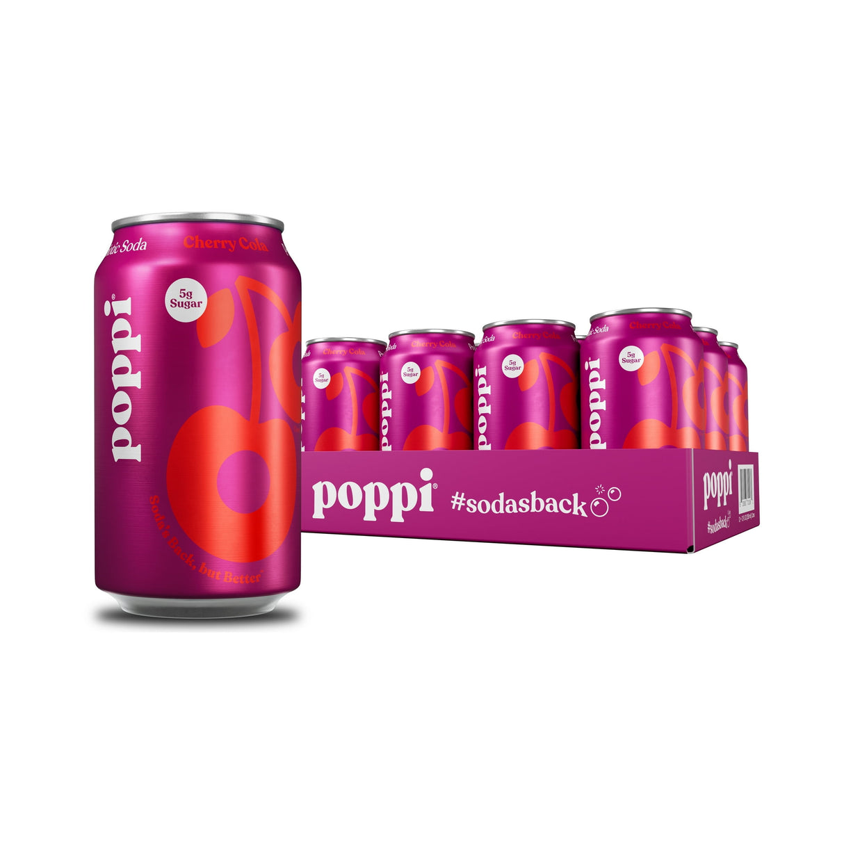 Bebida Prebiotic Cherry Cola Lata Poppi 12 x 355 ml