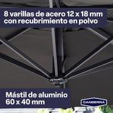 Set Quitasol Terraza 3 x 3 m Dark Gray con Base en Cruz Rellenable Canberra 1 un