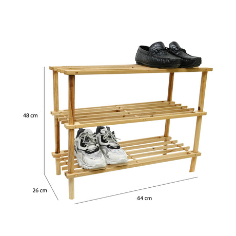 Rack Zapatero de Madera 3 Niveles 64 x 26 x 48 cm 1 un