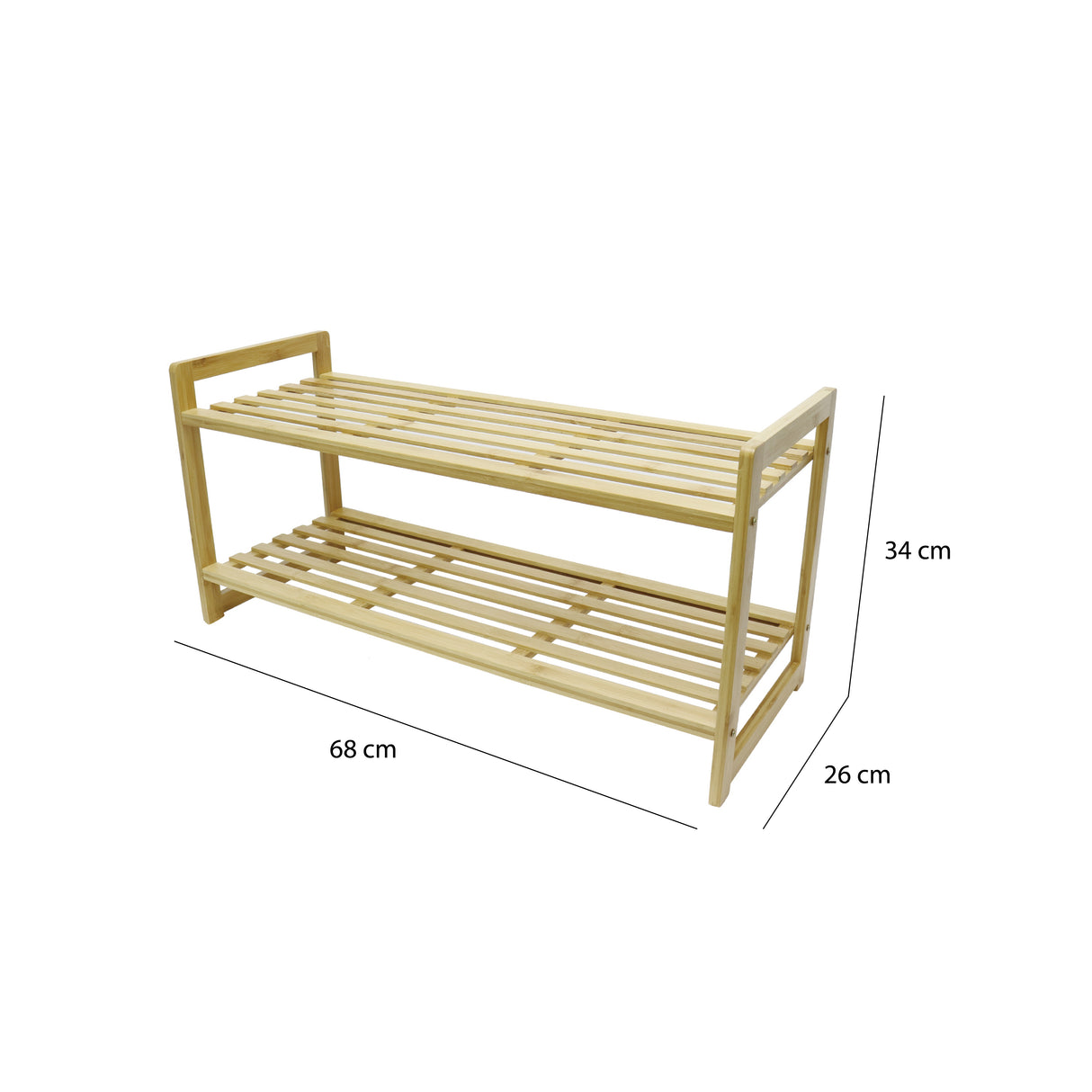 Rack Zapatero de Bambú 2 Niveles 68 x 26 x 34 cm 1 un