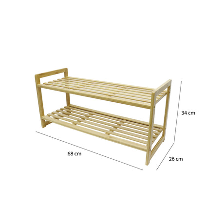 Rack Zapatero de Bambú 2 Niveles 68 x 26 x 34 cm 1 un