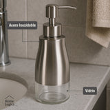 Dispensador Jabón Acero Inoxidable Vidrio 300 ml Home Logics 1 un