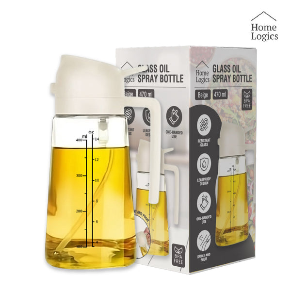 Dispensador de Aceite 2 en 1 de Vidrio 470 ml Beige Home Logics 1 un