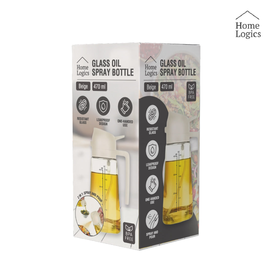Dispensador de Aceite 2 en 1 de Vidrio 470 ml Beige Home Logics 1 un