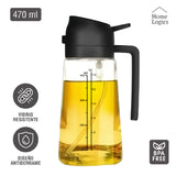 Dispensador de Aceite 2 en 1 de Vidrio 470 ml Negro Home Logics 1 un