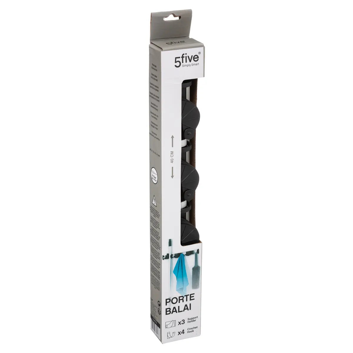 Soporte Deslizante 3 Espacios 4 Colgadores Aluminio 5Five 1 un