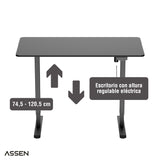 Escritorio Altura Regulable Serie Essential 120 x 60 cm Negro Assen 1 un