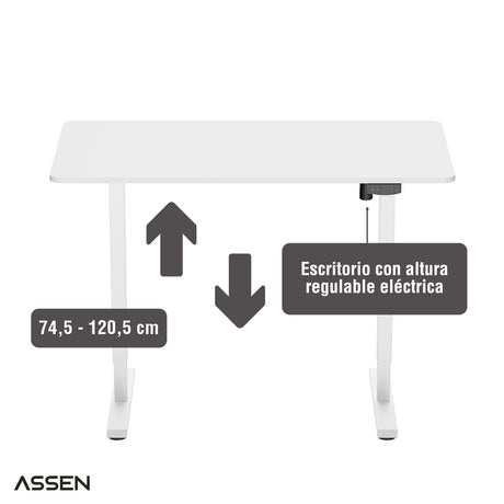 Escritorio Altura Regulable Serie Essential 120 x 60 cm Blanco Assen 1 un